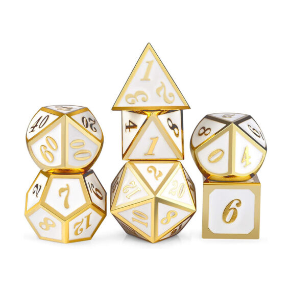 SET DI DADI IN METALLO (BIANCO) - 7PCS