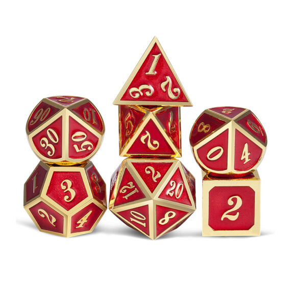 SET DI DADI IN METALLO (ROSSO) - 7PCS